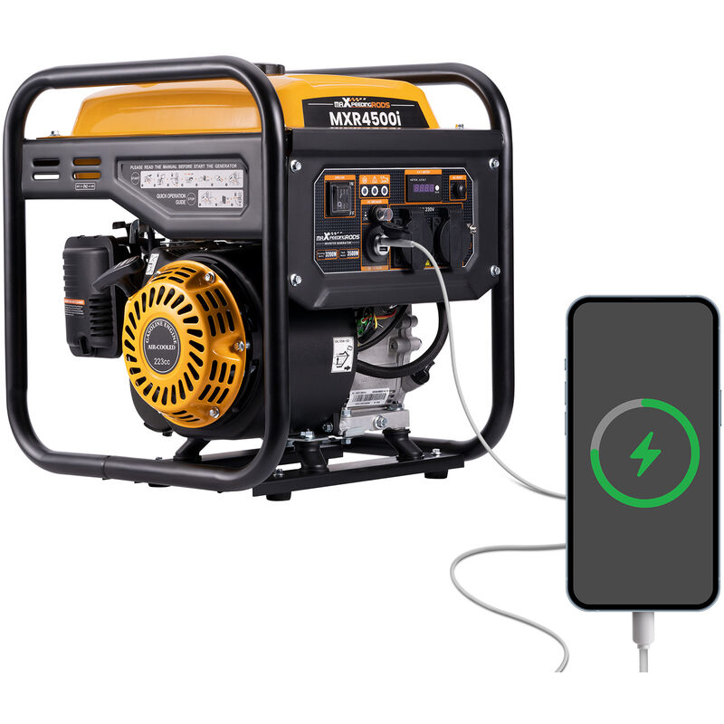 Inverter Stromgenerator 3500W Benzin Stromerzeuger 4 Takt mit zwei 230V Steckdosen Leise und leicht als Notstromaggregat hausversorgung für Garage