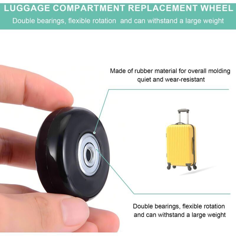 Stück 50 mm x 18 mm Kofferrollen, Universalrollen aus Gummi und Metall für Gepäck, Koffer und Trolleys