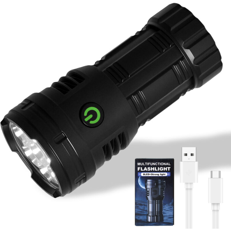 Lycxames - Stück 8 led Mini-LED-Taschenlampe, ultrastark, Taschenlampe, leistungsstarke militärische taktische Taschenlampe, wiederaufladbar, 8