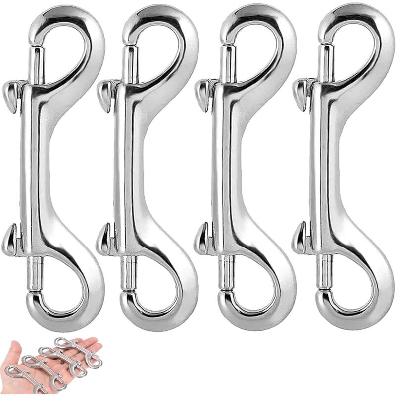 Stück Doppelkarabinerhaken zum Klettern, für Hundeleine, Tauchen, Schlüsselanhänger, Outdoor-Familiencamping – Silber