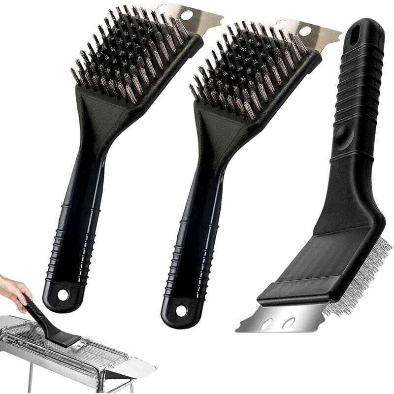 Stück Grillbürste, Barbecue Brush, BBQ Reinigungsbürste, Grillbürste, 3 in 1 BBQ Brush, Reinigungswerkzeug mit Schaber, für Holzkohlegrill,