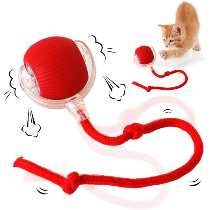 Stück interaktiver Ball-Chat, interaktiver Ball-Chat, Katzenspielzeug, Ball für Chat, Boule für Chats für das Spiel und die Interaktion, Rouge