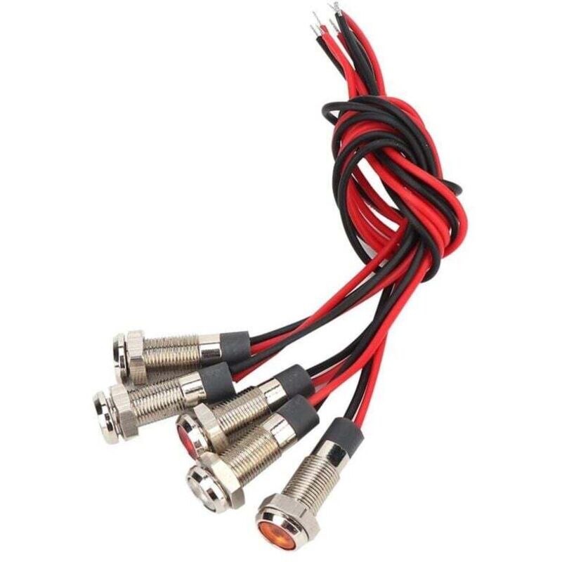 KZQ - Stück LED-Lampe IP66 6 mm led wasserdichtes Metall-Warnlicht mit Kabel 1NO Rot Grün Gelb Blau Weiß Konkave LED-Lampe (AC220 v)