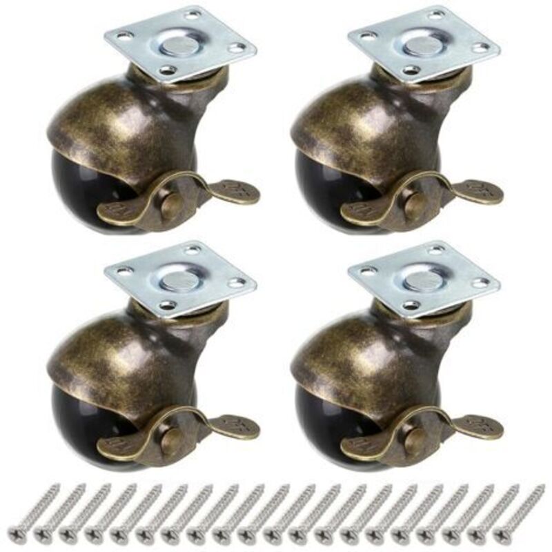 Stück Lenkrollen mit Bremsen, 40 mm Möbelrollen mit Bremsen, antike Kugellagerrollen, Ersatz für Möbel, Kommoden, Aufbewahrungstruhen, Couchtische