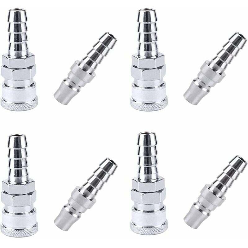 8 Stück Luftschlauch-Kompressor-Armaturen, SH20 + PH20 Luftschlauch-Schnellkupplungen, Luftschlauch-Kompressor-Armaturen, für 9-mm-Schlauch--