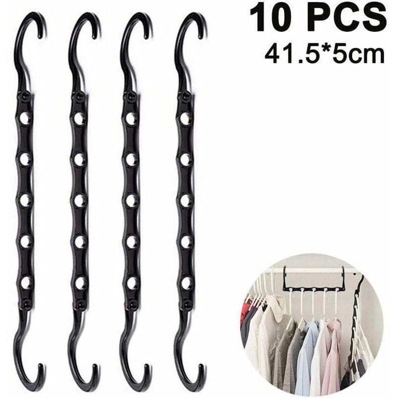 Stück magische, platzsparende Kleiderbügel, clevere Kleiderschrank-Organizer-Kleiderbügel aus robustem Kunststoff für schwere Kleidung, schwarz