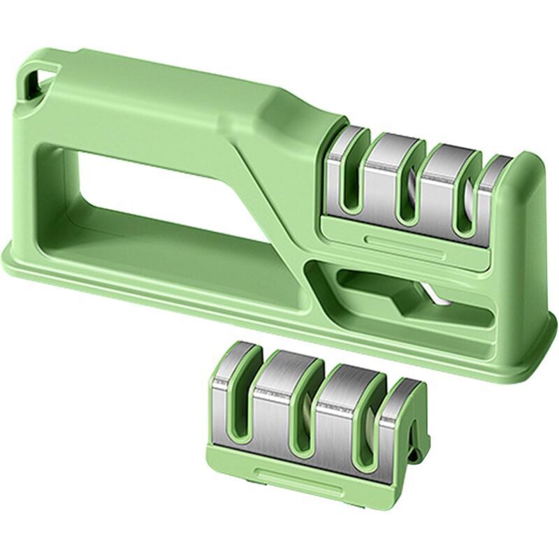 Stück Messerschärfer (grün), mit 1 Ersatzmesserschlitz, manueller Schärfer, für Küchenmesser, ergonomisches Design