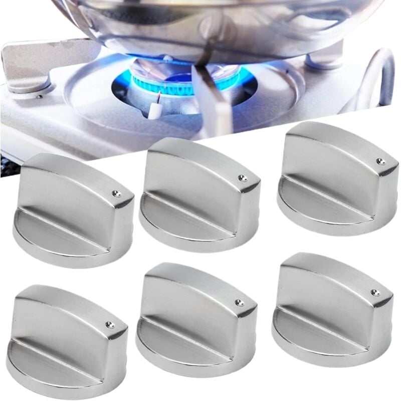 Stück Metall-Herdknopf, Universal-Kochfeldknopf, Backofen-Bedienknopf, Ersatzzubehör für Herd, Gasherd, Backofen, 6 mm