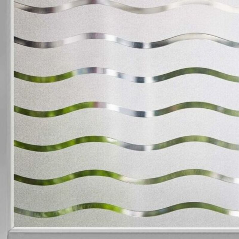 Stück Milchglasfolie 60 x 200 cm, anti-UV-beständige, statisch haftende Fensterfolie, selbstklebende, dekorative Fensterfolie mit Wellenmuster für