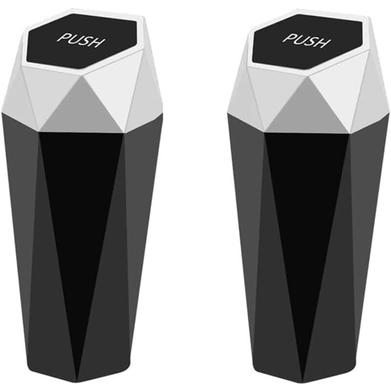 2er-Set Mini-Auto-Mülleimer mit Deckel, auslaufsicher, Kunststoff, Diamant-Design, Mini-Mülleimer, drehbarer Mülleimer mit Deckel, für Auto, Zuhause,