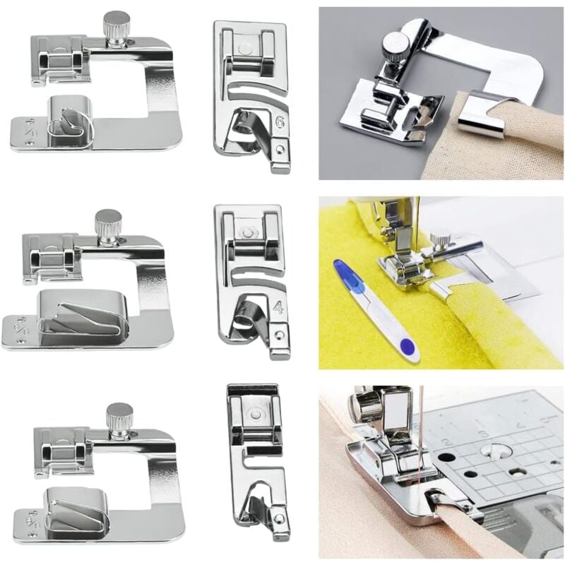 Stück Nähfuß Nähmaschine Nähen Saumfuß 4/8 6/8 8/8 Zoll Rollsaum Nähfuß 3/4/6 mm Fuß