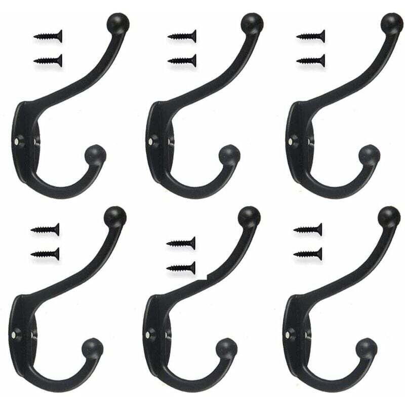 6 Stück Retro-Haken, Garderobenständer, Vintage, Wandmontage, Metall-Türhaken für Badezimmer, Küche, Schlafzimmer, Eingang – Schwarz – Schwarz