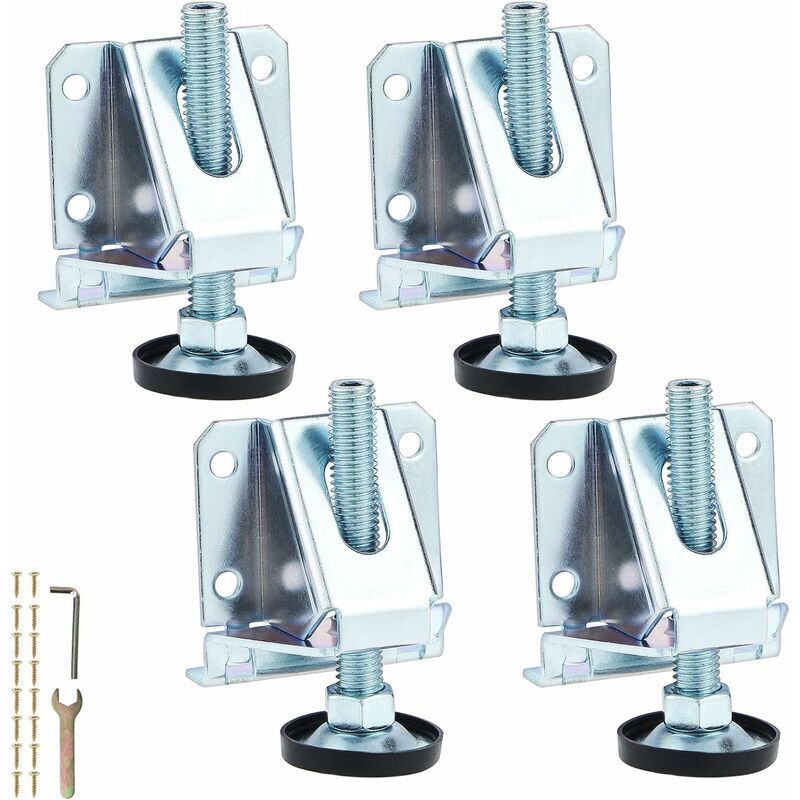 Tigrezy - Stück robuste Nivellierbeine aus Stahl mit Sicherungsmuttern, verstellbare M10-Möbelbeine für Tische, Schränke, Regale, Möbel