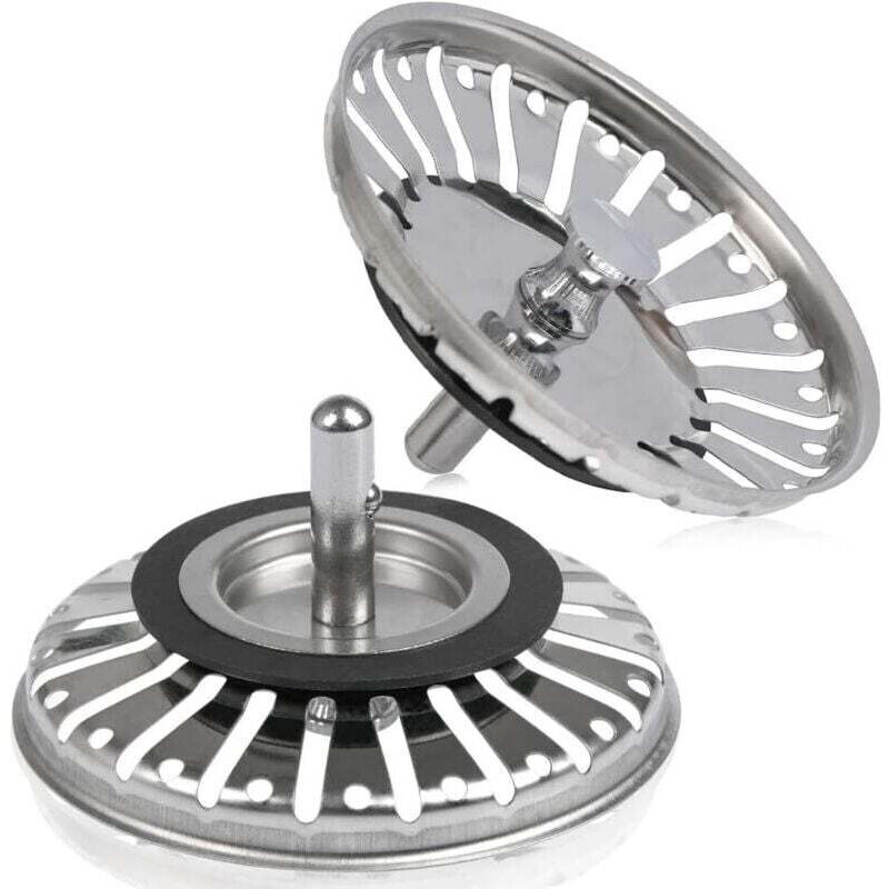 Stück Spülbecken-Sieb/Abflussstopfen für Spülbecken, Spülbecken-Abflussloch, Küchen-/Badezimmer-Sieb, 84 mm Durchmesser mit Kugelende, Edelstahl