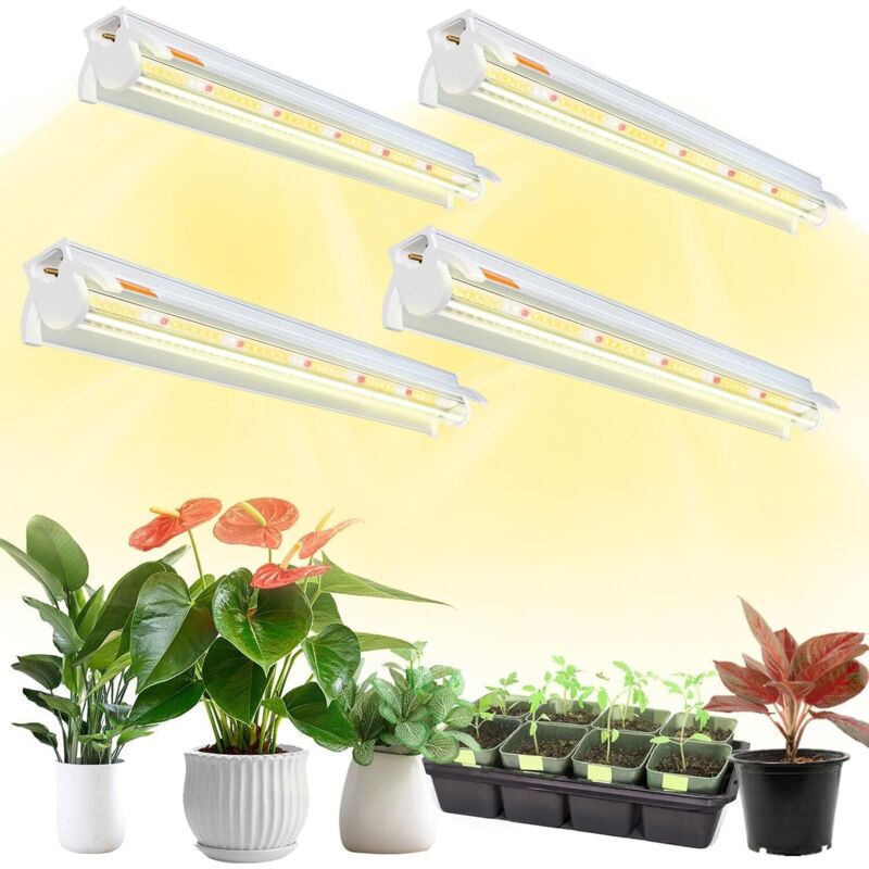 Stück T5 Pflanzenlicht, Vollspektrum 42 cm LED-Wachstumslichter, Pflanzenwachstumslampe mit Reflektor/Daisy-Chain-Design für Setzlinge,