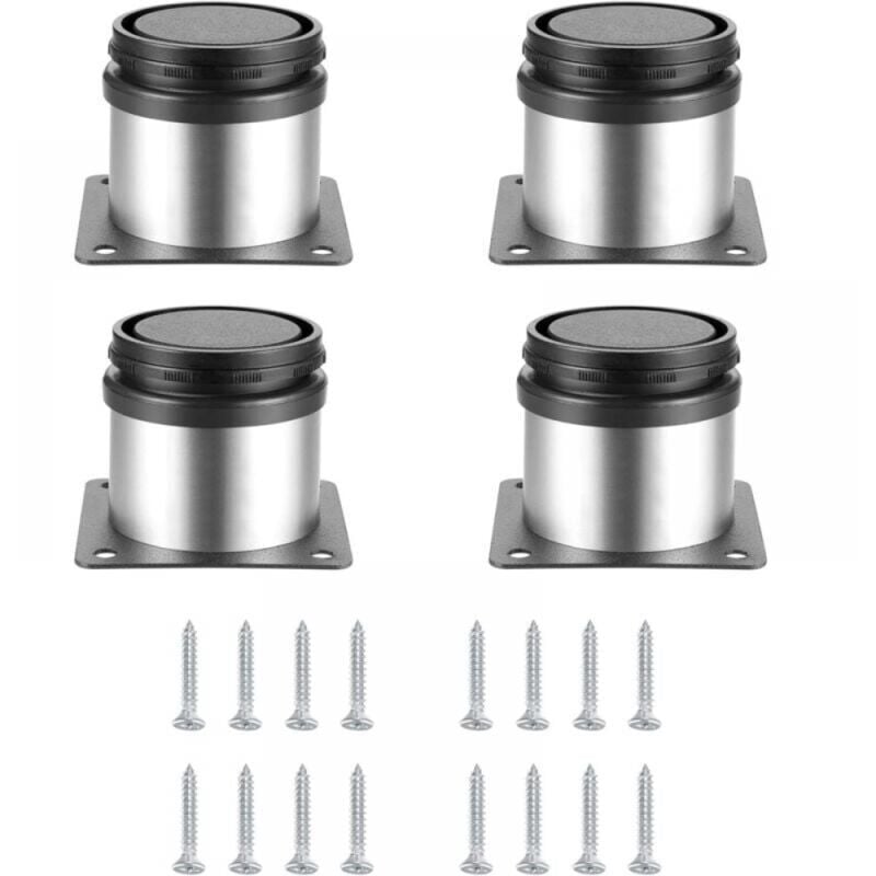 Ymyny - Stück verstellbare Möbelbeine, Küchenschrankbeine, Möbelbeine aus Edelstahl für Schränke, Regale, Tische mit Schrauben (50 x 50 mm, Silber)