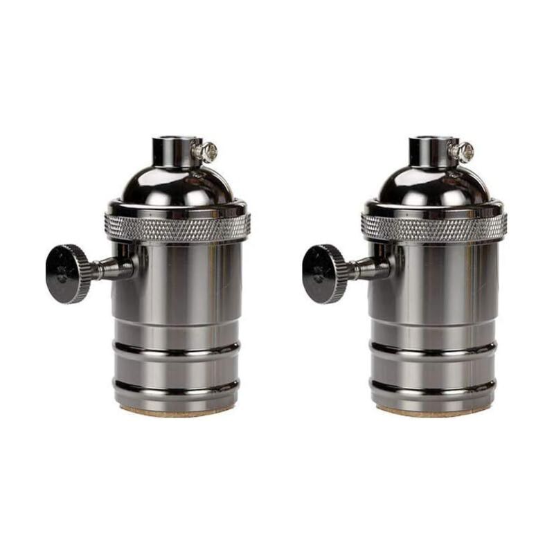 Stück Vintage-Lampenfassung, Edison-Fassung, Vintage-E27-Lampenadapter mit Schalter, Retro-Vintage-Akku-Kronleuchter, Schwarz