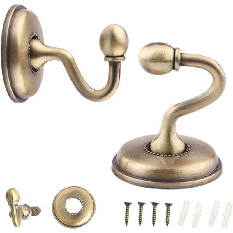 Odipie - Stück Vorhang-Raffhalterhaken, bronzefarbener Vorhanghaken, Vintage-U-förmiger Wandhaken zum Aufhängen von Vorhängen, Hüten, Westen