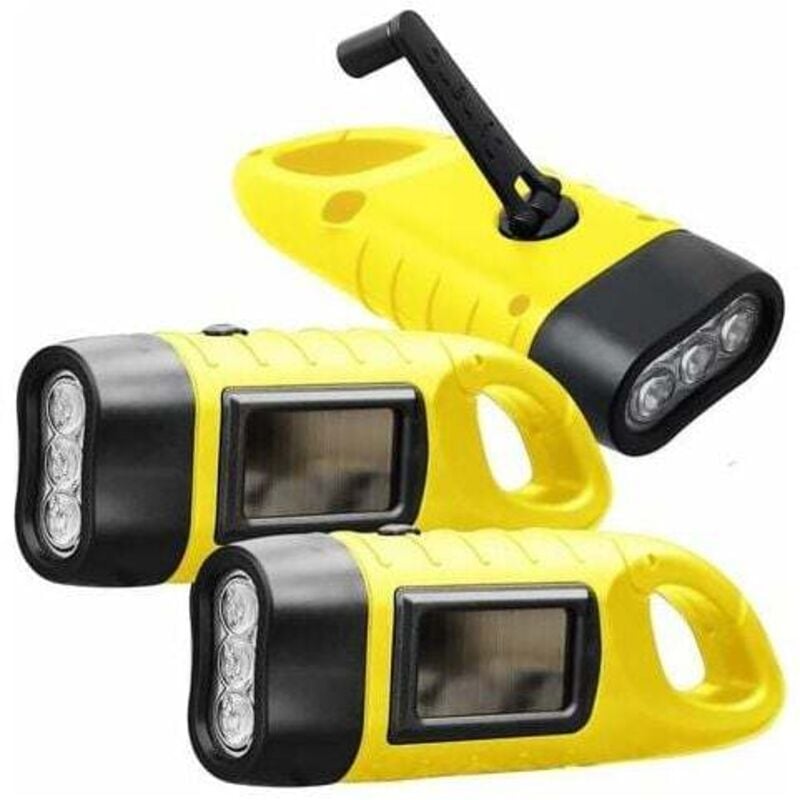 Stück wiederaufladbare LED-Taschenlampe, wiederaufladbare Solar-Taschenlampe mit Wanderschlaufe, Dynamo-Taschenlampe, Taschenlampe, Handkurbel für