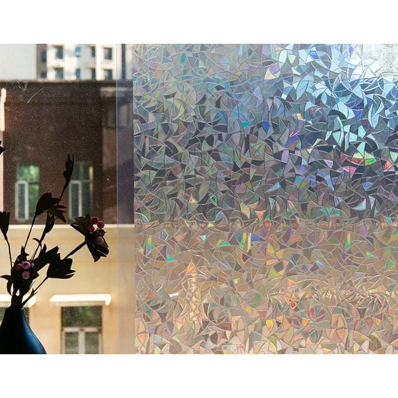Stücke 45x200 cm Regenbogeneffekt Elektrostatische Fensterfolie Dekorative Sichtschutzfolie 3D Anti-UV-Fensterfolie Ymyny