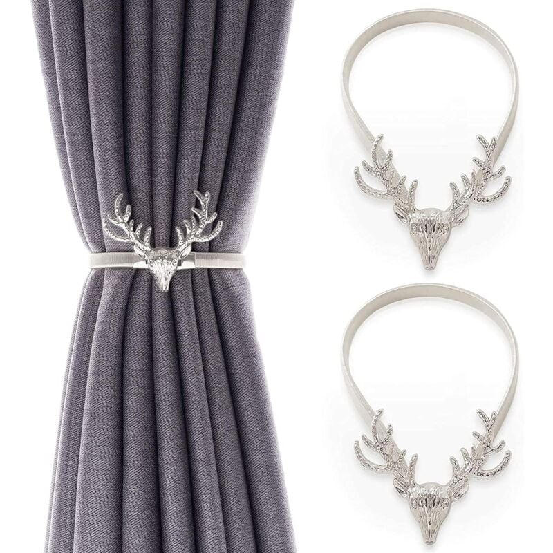 2 Stück Vorhang-Raffhalter, Vorhang-Raffhalter mit Metallhaken, Vorhang-Schnalle, Hirsch-Form, Vorhang-Clip, moderne Vorhang-Halterung, Fenster,