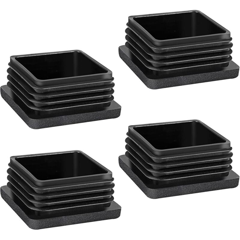 Stuhlbeinkappe, 4 Stück Rohrkappen 50 x 50 mm, quadratische Rohrkappe für Metallrohre, Stühle, Sofas, Tische und Regale