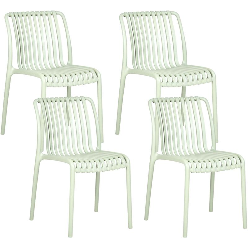 Stühle 4er Set in Hellgrau aus Kunststoff für Innen- und Außenbereich Geeignet Moderner Stil Plastik Gartenstühle für Garten Terrasse Esszimmer
