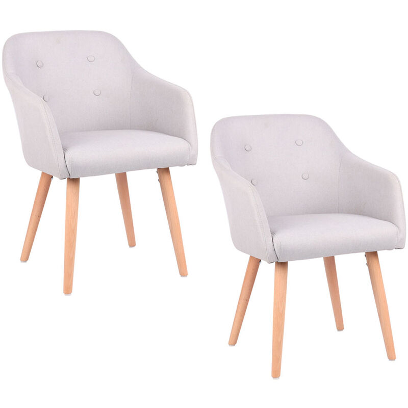 Stühle Esszimmerstühle in 2er, 4er, 6er, 8er Set, Armlehnstuhl Polsterstuhl Stoff Sessel mit Armlehne Echtholz Stuhl Sessel Stuhlbeine in Hellgrau