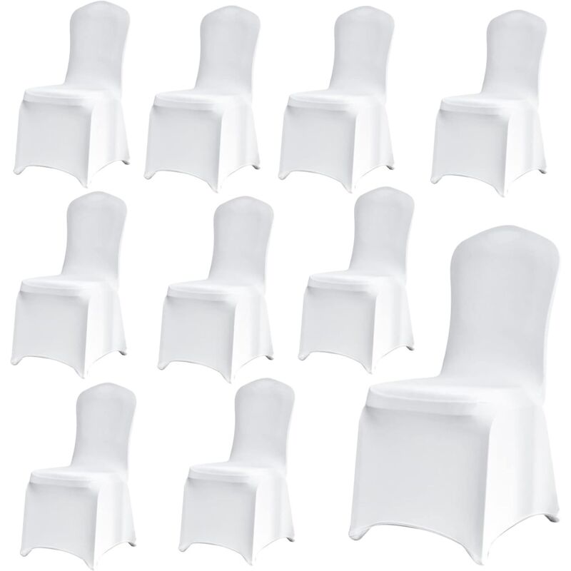 Stuhlhusse 10 Stück Universell Weiße Elegante Stuhl Abnehmbarer Elasthan Spandex Stuhlbezüge Waschbarer Elastisch Stuhlschutz Stuhlbezug für Taufe
