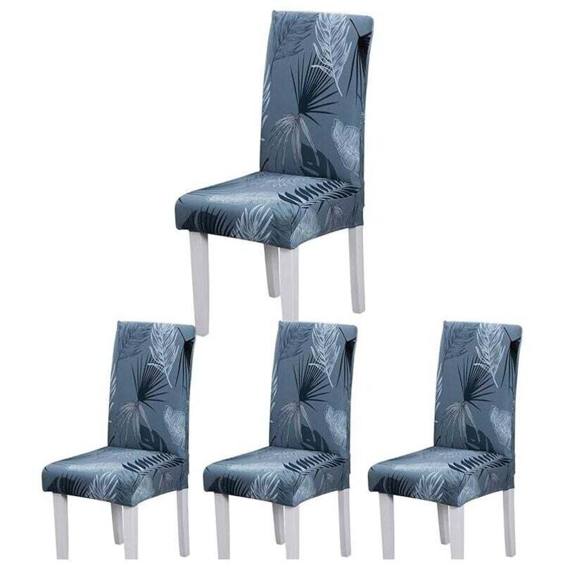 Stuhlhussen für Esszimmerstühle (Sommerblattblau, 4er-Set), moderne, elastische, langlebige Stuhlhussen, Stretch-Stuhlhussen für Hochzeiten, Hotels,