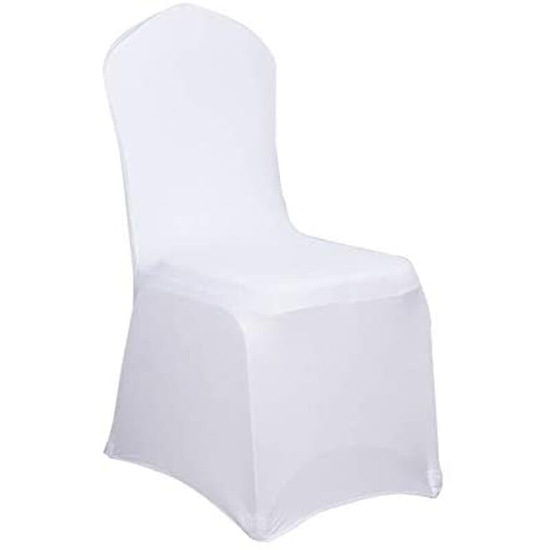 Stuhlhussen Schleifenband Universell Stuhlbezüge Stretch Stuhlhussen für Festen Hochzeiten Feiern Geburtstag Dekoration Stuhl (Weiß, 100 Stück)
