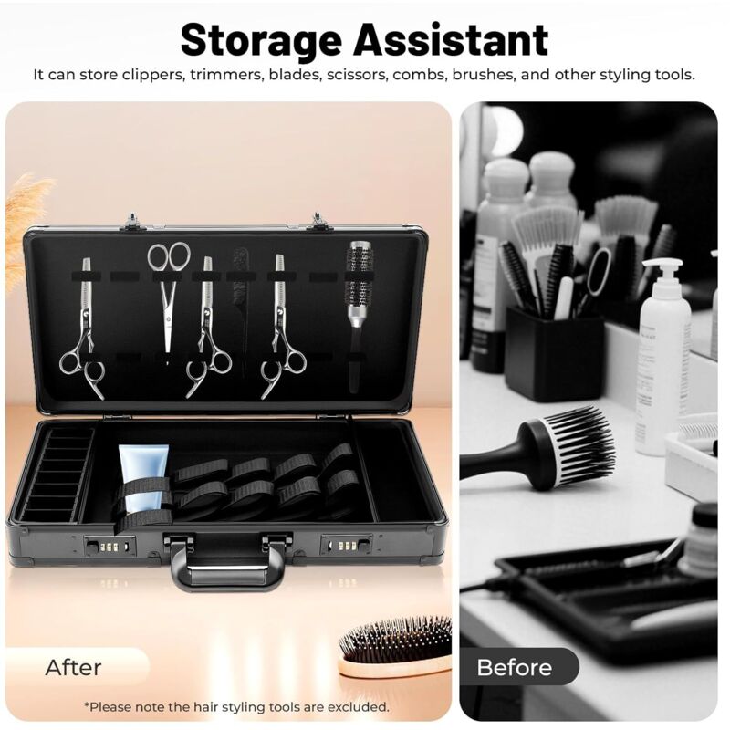 Stylist Barber Tragetasche Kämme Werkzeuge Organizer Friseursalon Koffer Schloss, Tragbarer Friseurtasche für Friseur Haarschneider, Schere, Trimmer,
