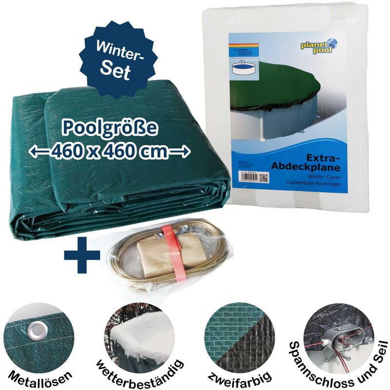 Summer Fun - Abdeckplane für 460cm Rund Pools und Schwimmbecken - 94 g/m² Winterschutz und Ganzjahresabdeckung