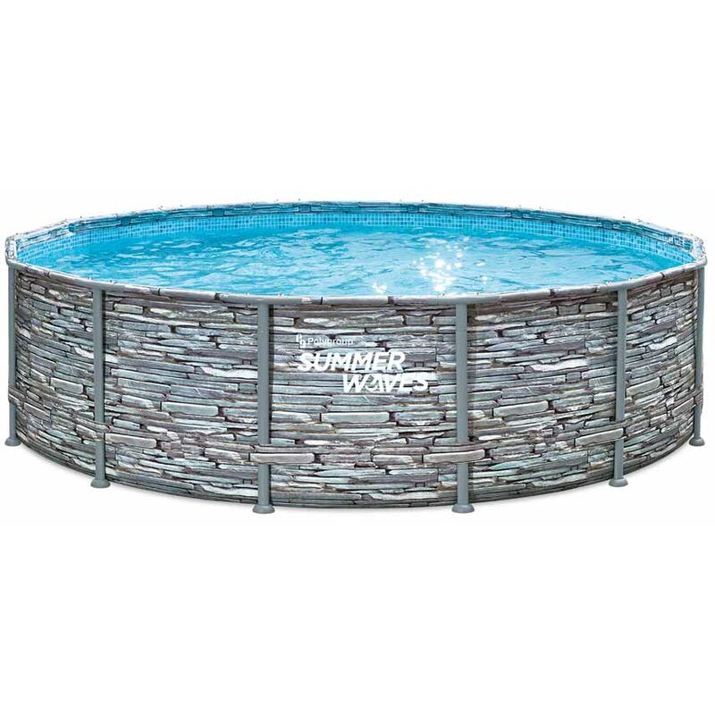 Summer Waves - Elite Frame Pool Aufstellpool rund Komplettset Steinoptik ø 427x107 cm