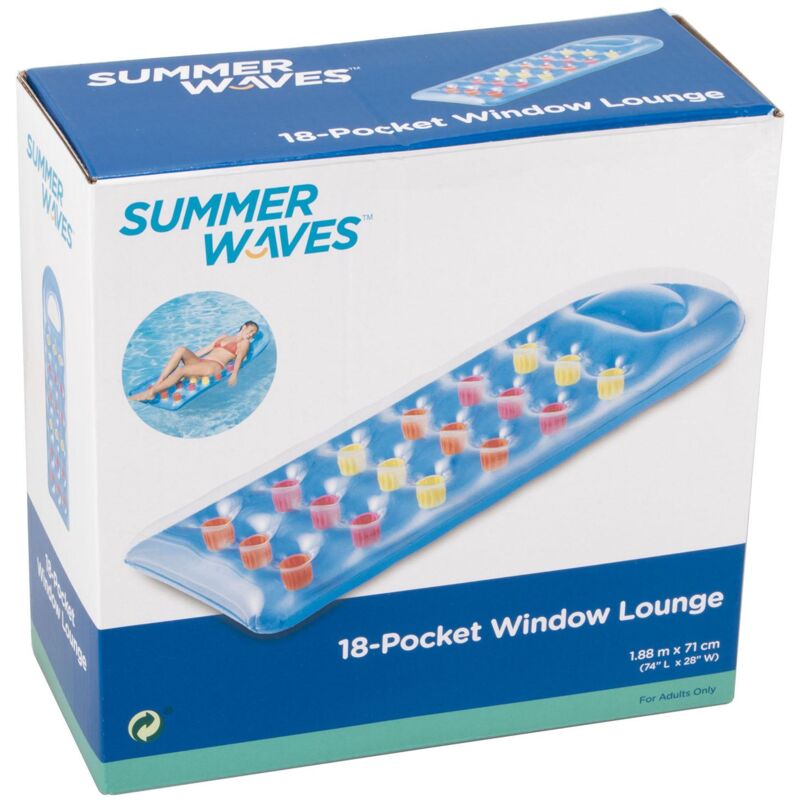 Summer Waves - Luftmatratze 18-Pocket Lounge mit Sichtfenster - Blau
