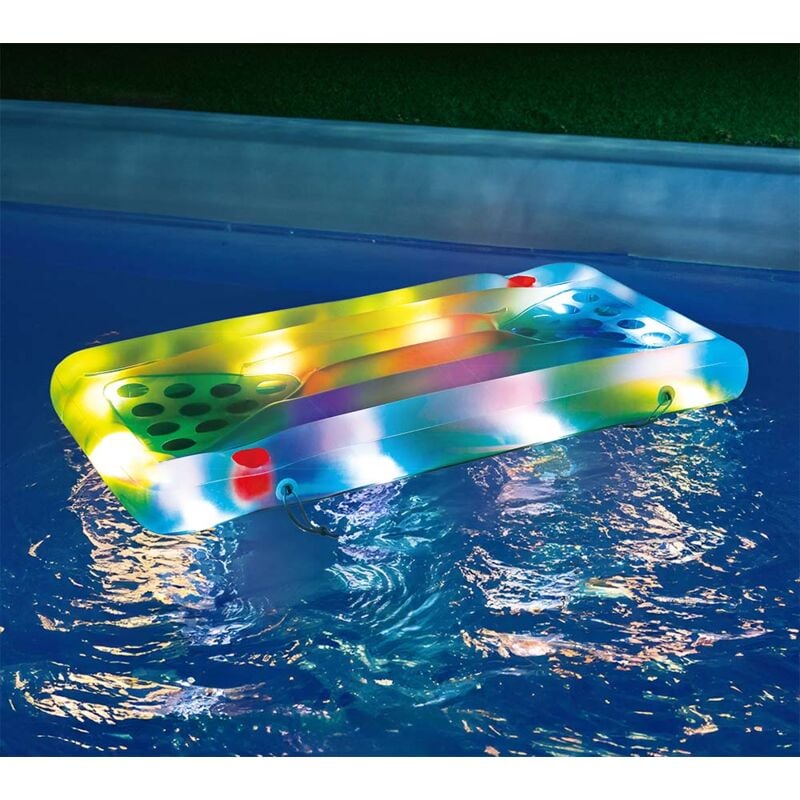 Summer Waves - Luftmatratze Aqua Glow Bierpong inkl. LED-Funktion 160x84x19 cm