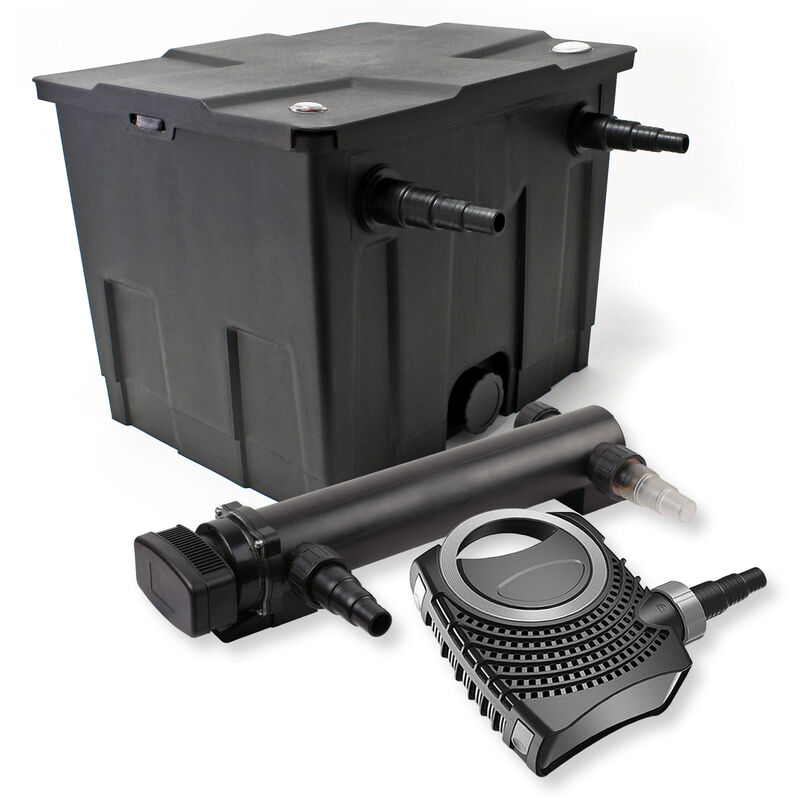 Wiltec - SunSun Komplettset: CBF-350 Teichfilter bis 12000 l Teichfilteranlage als Durchlauffilter, NEO10000 SuperECO Teichpumpe 10000l/h 80W,