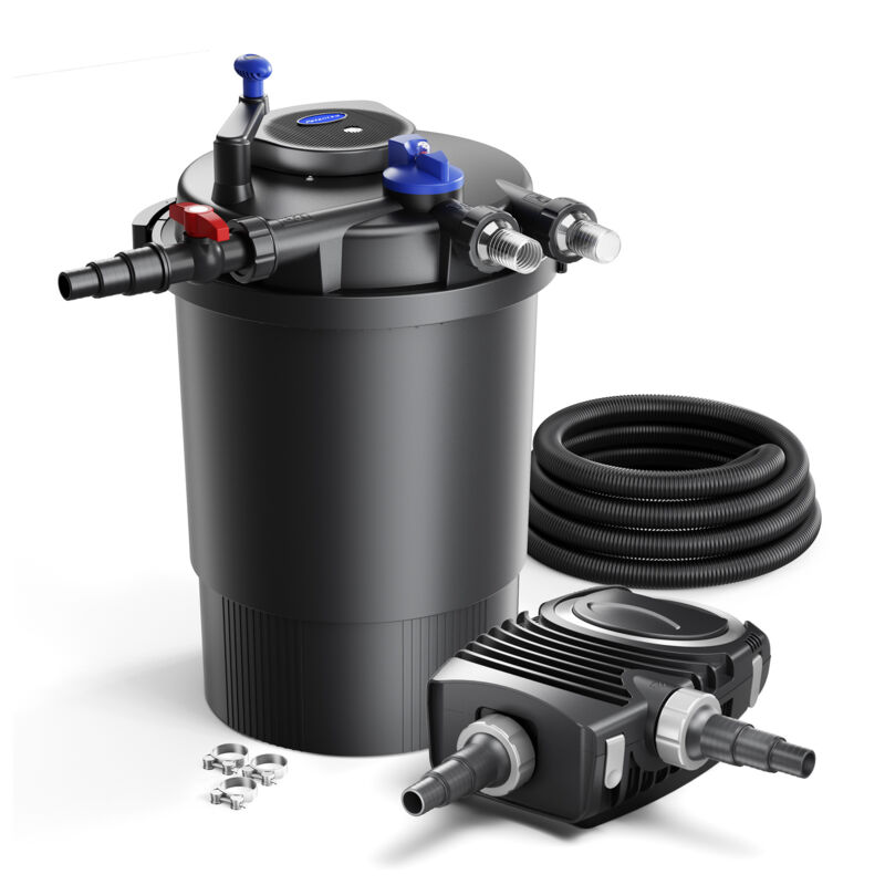 SunSun Komplettset: CPF-30000 Teichdruckfilter bis 12000 L mit 55 Watt UV-C Teichklärer, NEO12000 SuperECO Teichpumpe 12000l/h 100W, 10m