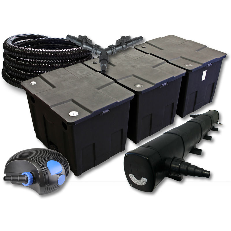 Wiltec - SunSun Komplettset: CBF-350C Teichfilter bis 90000 l Teichfilteranlage Durchlauffilter, CTF-12000 Teichpumpe 12000l/h 100W, CUV-272