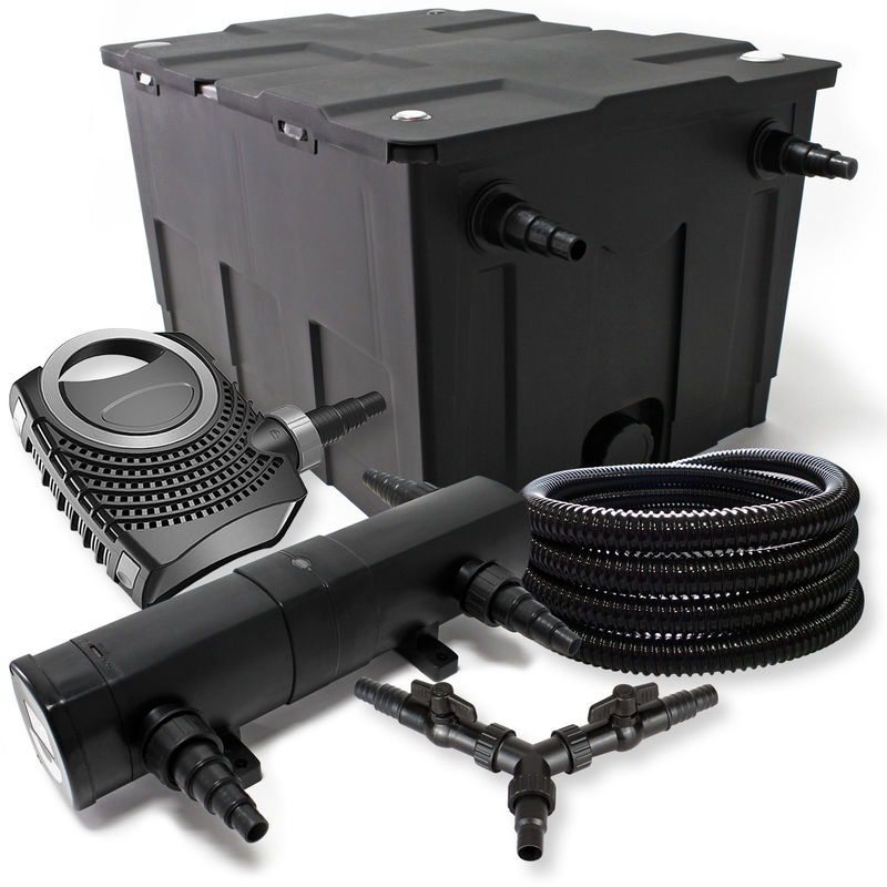 Sunsun - Komplettset: CBF-550 Teichfilter bis 60000L Teichfilteranlage als Durchlauffilter, NEO10000 Teichpumpe 10000l/h 80W, CUV-224 Teichklärer uvc