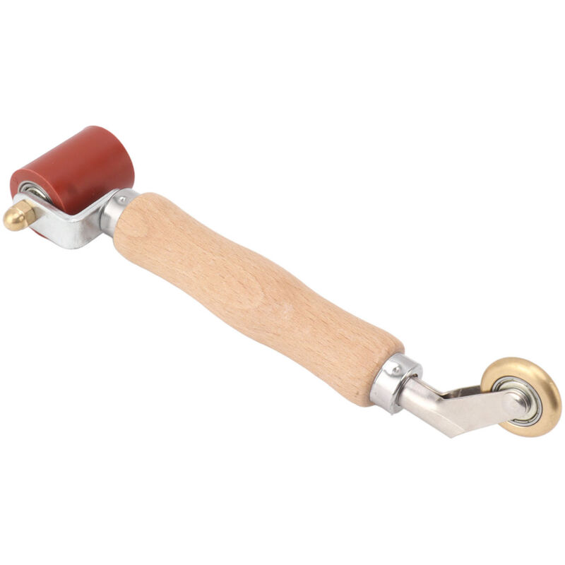 SUNXURY 40 mm Silikon-Nahtrolle, Doppelnutzung, Messingrad, Holzgriff, Tapeten-Flachnahtrolle zum Schweißen von PVC TPO, Rot