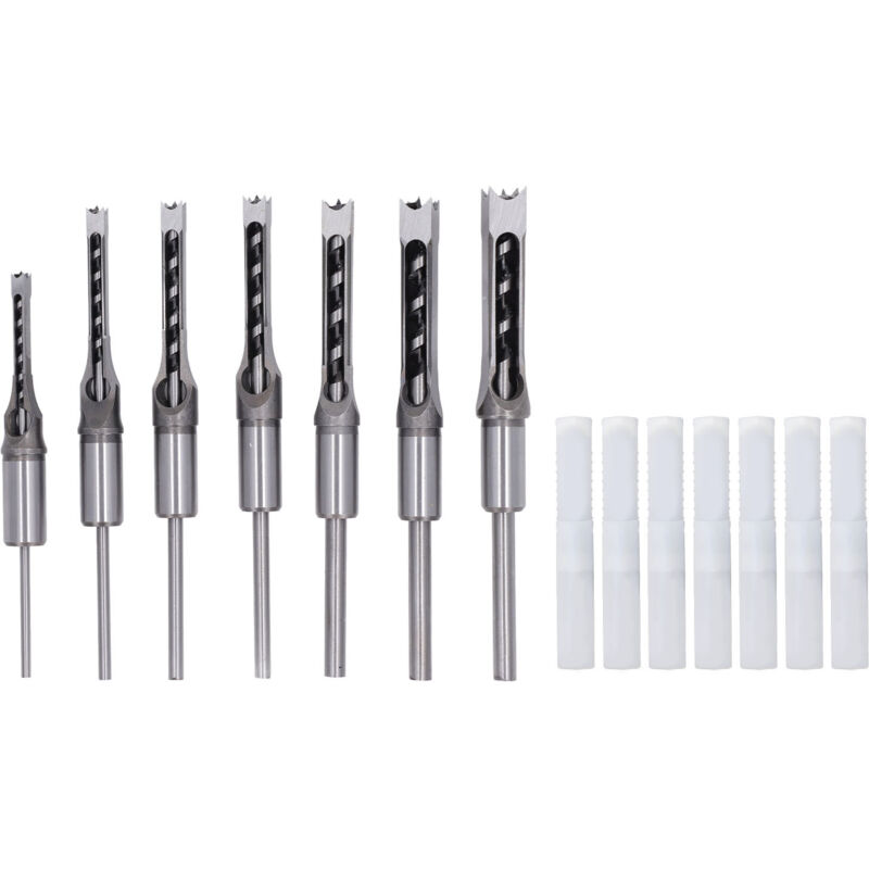 SUNXURY 7-teiliges Vierkantbohrer-Set für Holz, 1/4 Zoll, 5/16 Zoll, 3/8 Zoll, 2/5 Zoll, 1/2 Zoll, 9/16 Zoll, 5/8 Zoll, HSS-Stemmmeißel-Bohrer-Set