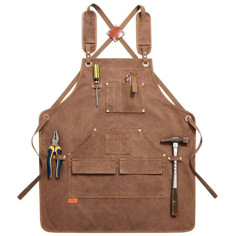 Superdicke Canvas-Schürze, multifunktional, für die Tasche, für Küche, Maniküre, Reinigung, Uniform, Holzbearbeitung, Mechaniker, Bauernhof, Ranch,