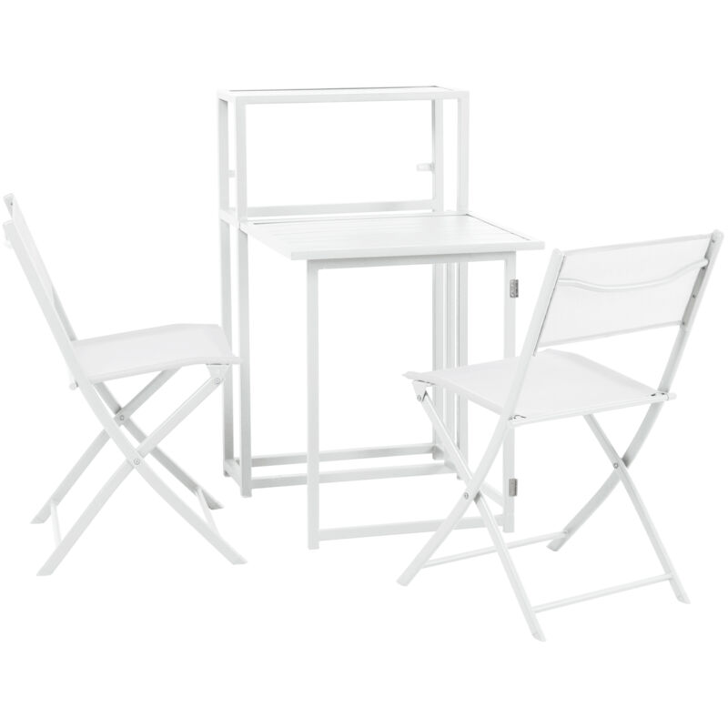 Balkon-Set platzsparend Balkon-Möbel kleiner Balkon klappbar Weiß - Svita