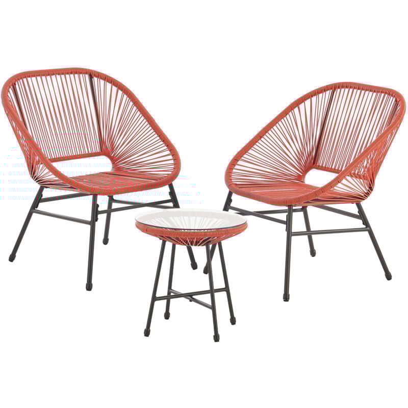 Tulum Balkon-Möbel 3-tlg. Garten-Möbel Set Balkonstühle mit Tisch Orange Terracotta - Svita