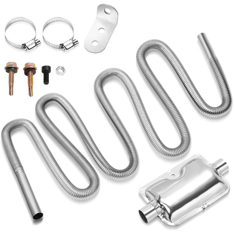 300cm Abgasschlauch Edelstahl Set für Diesel Standheizung mit zwei Edelstahlschellen – Flexibles Auspuffrohr φ25mm - Swanew