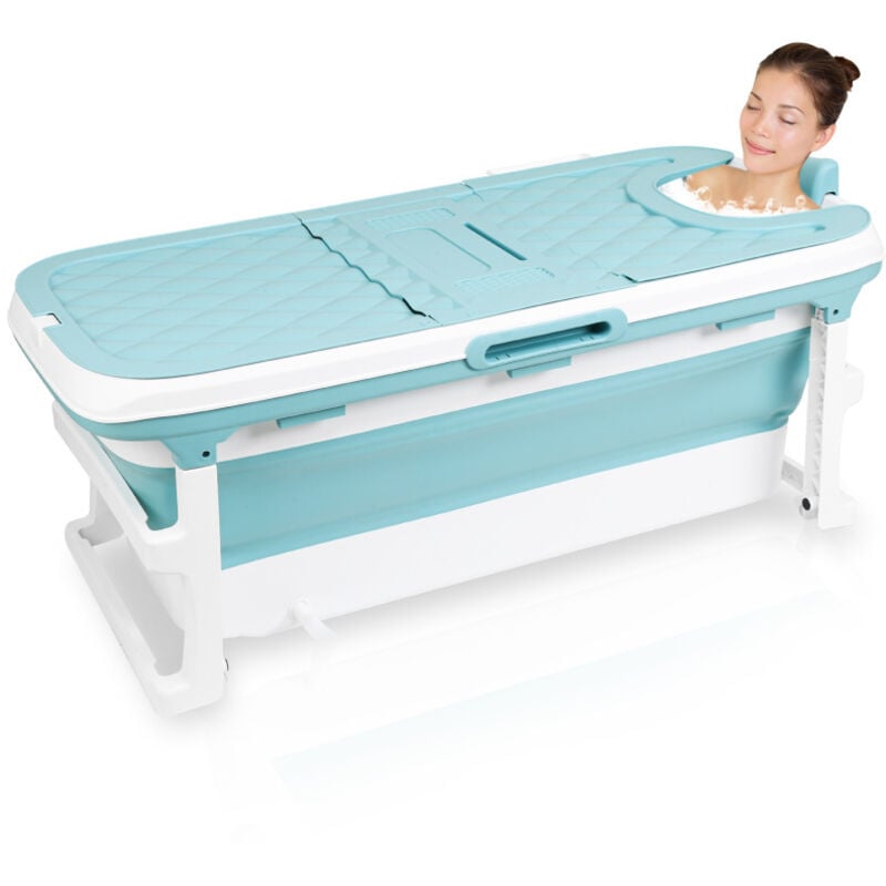 Badewanne Erwachsene Freistehende Badewanne Mit Abdeckung Tragbare Klappbadewanne für Erwachsene & Kinder 132x60x50cm - Swanew