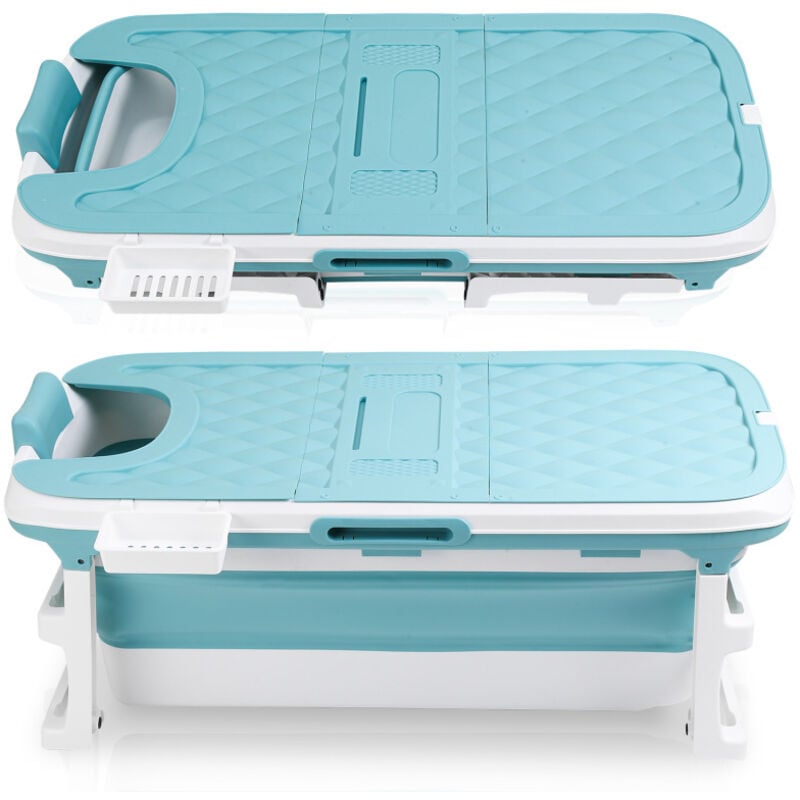 Swanew - Badewanne Erwachsene Klappbar Spa Bad - Mobile Badewanne-mit Seifenkorb 132x60x50cm