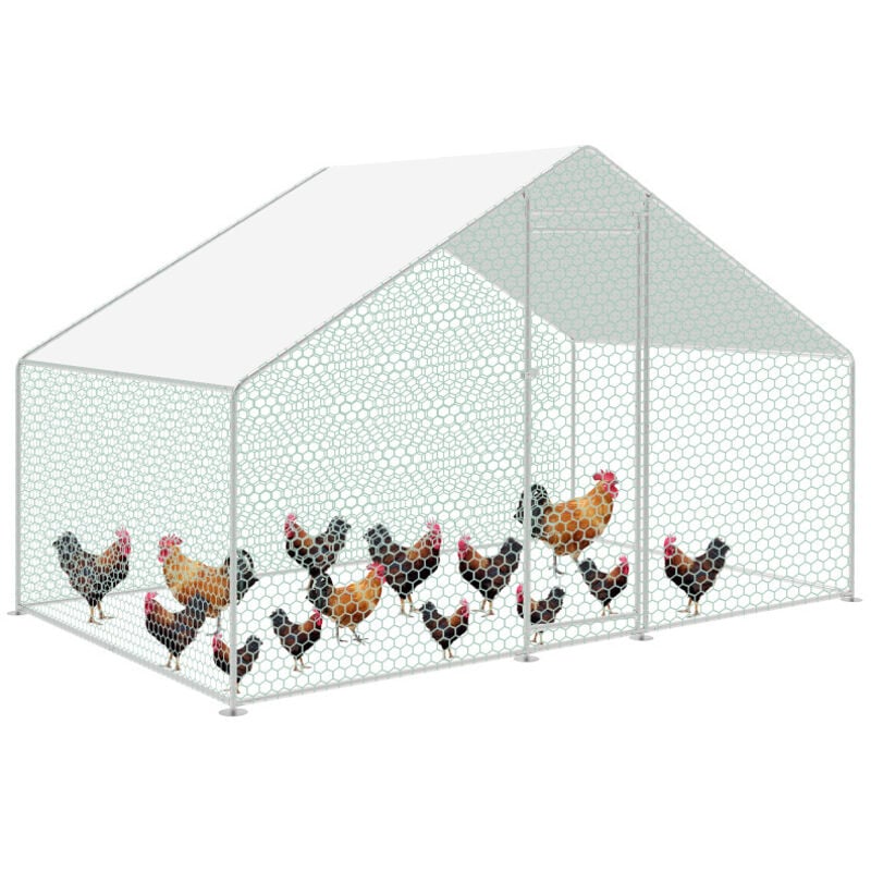 Hühnerstall Freilaufgehege mit Schloss Außengehege Voliere Verzinkter Stahl Freigehege Hasenstall Kleintiergehege 3x2x2m - Swanew