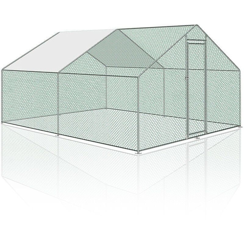 SWANEW Hühnerstall Freilaufgehege Voliere Tiergehege Kleintierstall Hühnerhaus Geflügelstall 3x4x2m